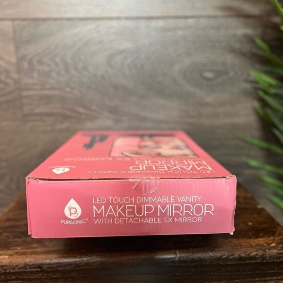 Pursonic LED Touch Dimmable Makeup Mirror, Detachable 5X Mirror in Black. NIB - Picture 7 of 10